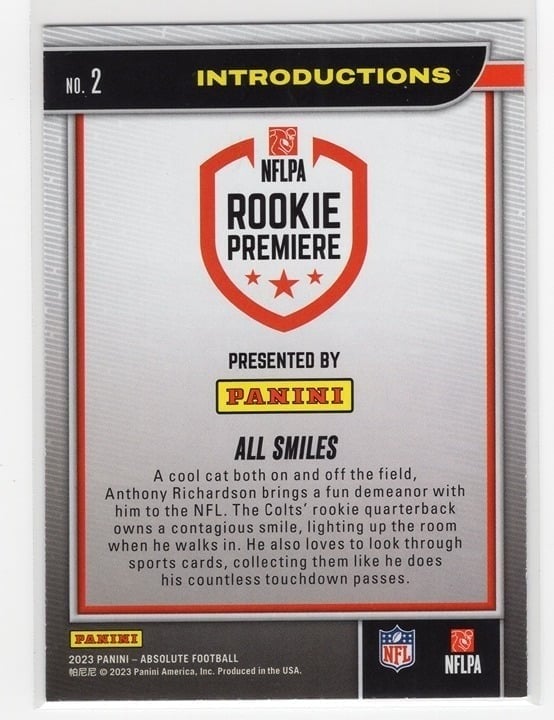 Anthony Richardson 2023 Panini Introductions All Smiles #2