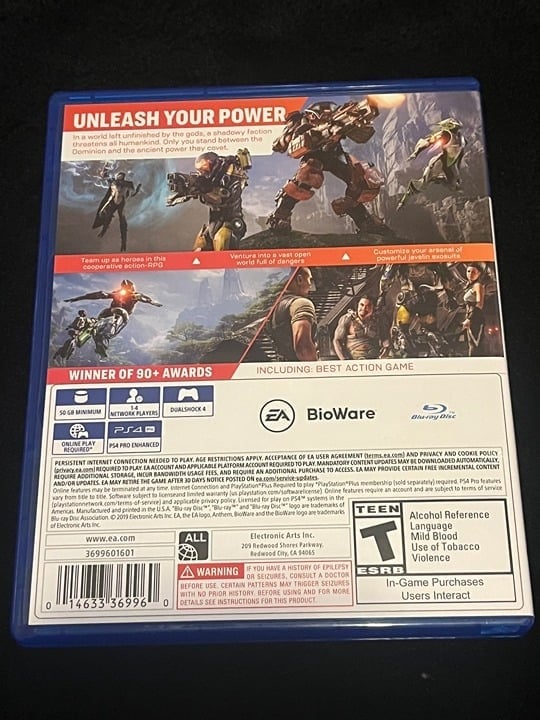 Anthem Unleash Your Power Bioware PS4 Playstation 4 - Great Condition
