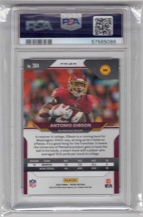 Antonio Gibson 2020 Panini Prizm Ligh Blue Prizm PSA 10 #384