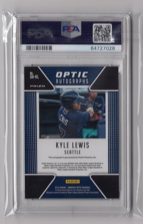 Kyle Lewis 2018 Panini Donruss Optic PSA/DNA Cert PSA Auto 10 Card PSA 9 #KL