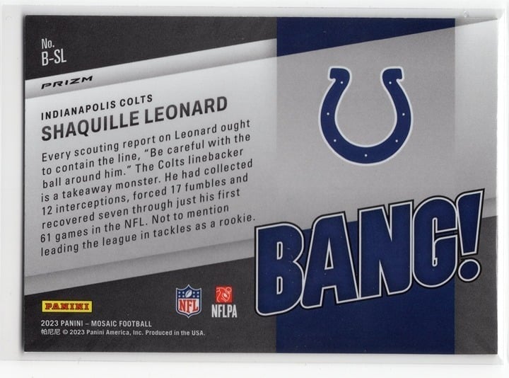 Shaquille Leonard 2023 Panini Mosaic Green BANG #B-SL