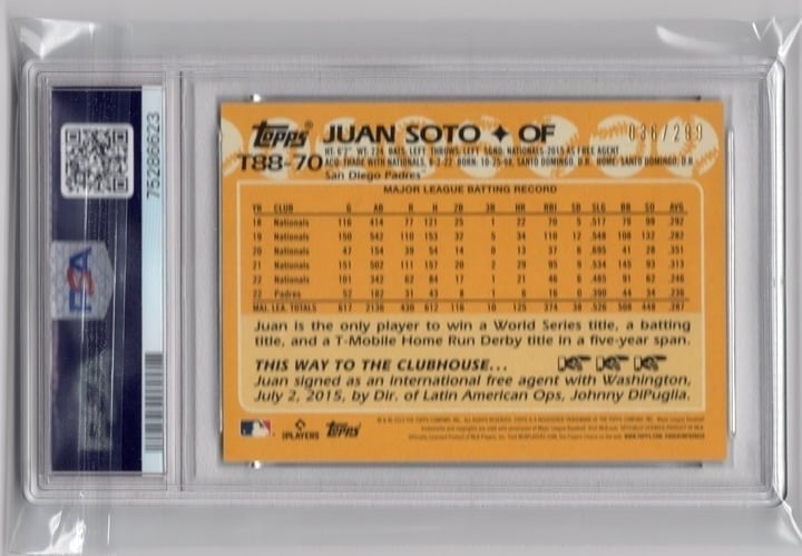 Juan Soto 2023 Topps 1988 Topps-Black Heritage PSA9 #T8870