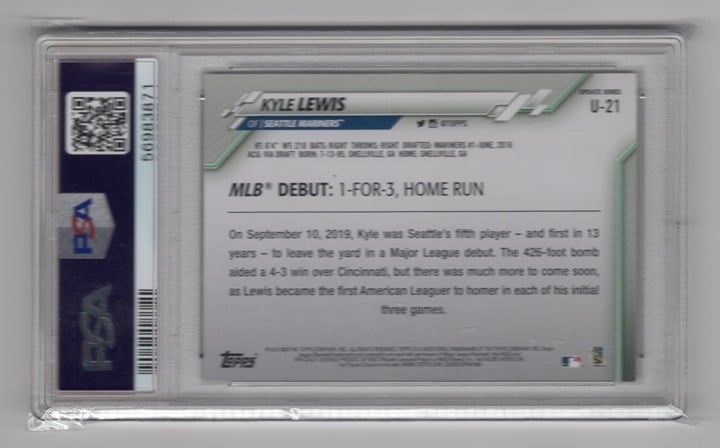 Kyle Lewis 2020 Topps Update PSA 9 #U21