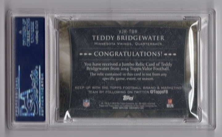 Teddy Bridgewater 2014 Topps Jumbo Relics-Speed /99 PSA 8.5 Rookie Card #VJRTBR