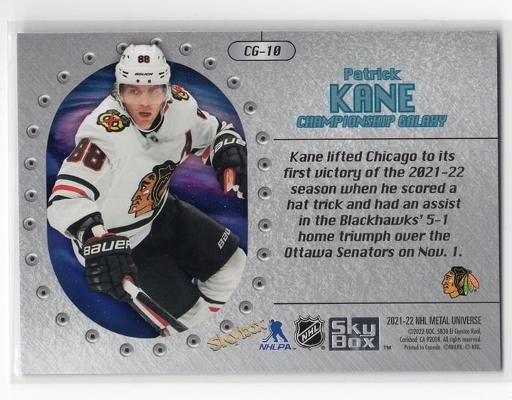 Patrick Kane 2021-22 Skybox Metal Universe Championship Galaxy #CG-10