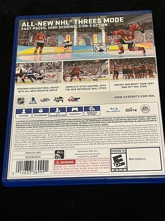 NHL 18 NHL Threes Mode PS4 Playstation 4 Great Condition