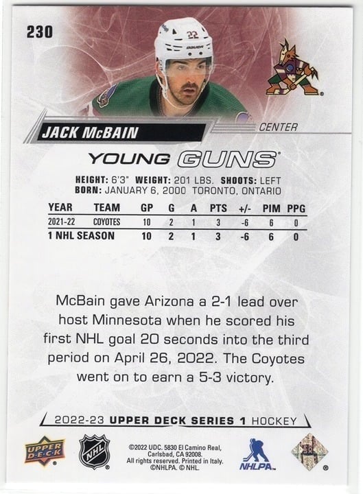 Jack McBain Young Guns 2022-23 Series 1 #230