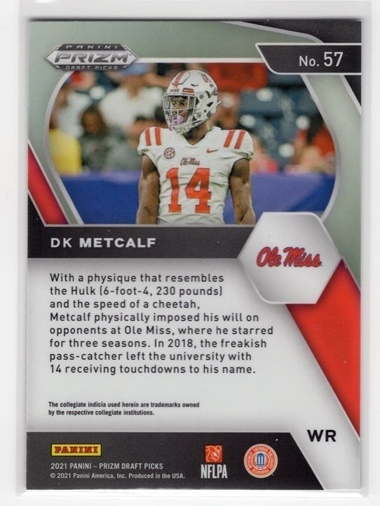 DK Metcalf 2021 Panini Prizm Draft Picks Ole Miss #57