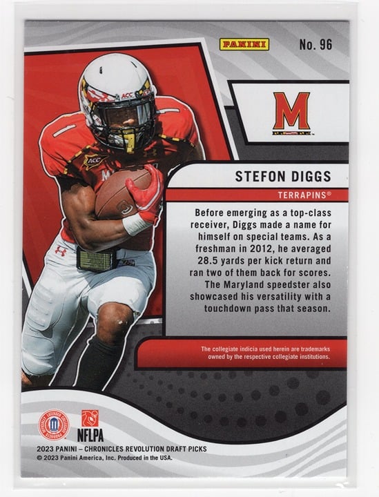 Stefon Diggs 2023 Panini Chronicles Revolution Draft Picks Maryland #96