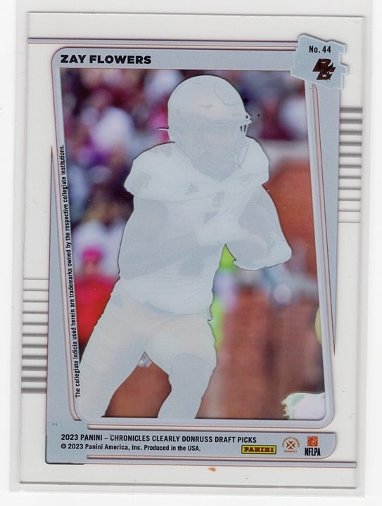 Zay Flowers 2023 Panini Chronicles Clearly Donruss Draft Picks #44
