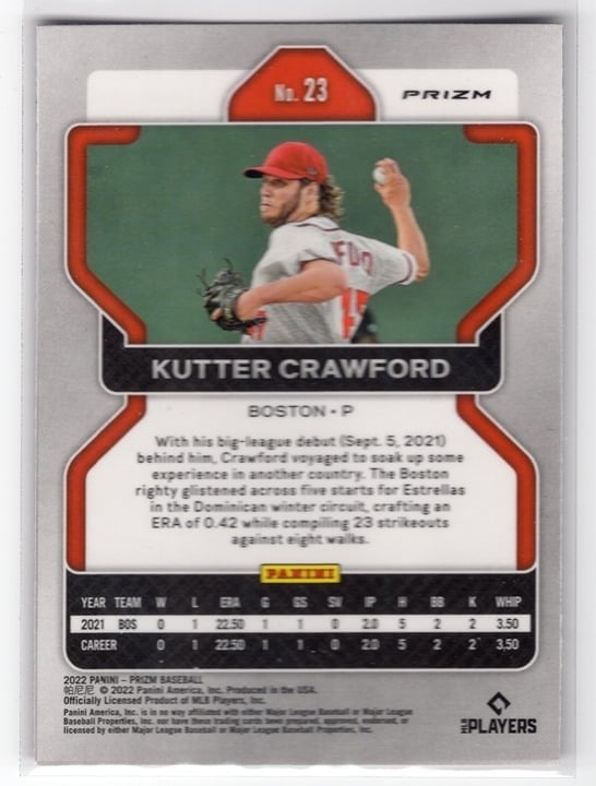Kutter Crawford 2022 Panini Purple Prizm Rookie Card #23