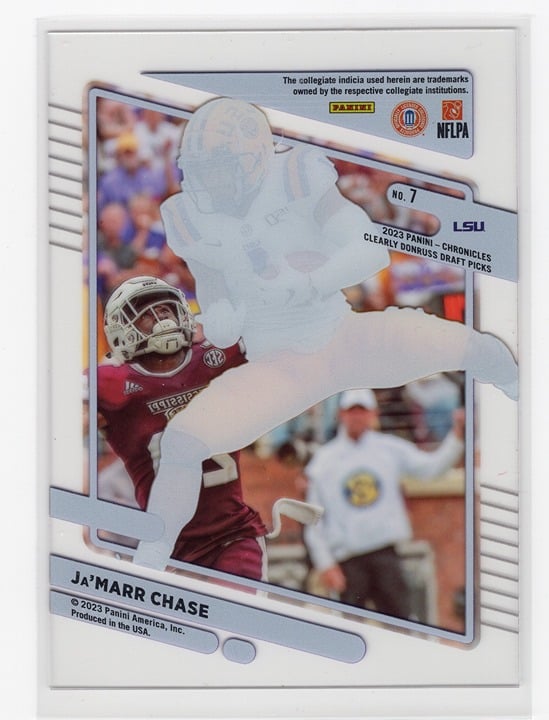 Ja'Marr Chase 2023 Panini Chronicles Clearly Donruss Draft Picks LSU #7