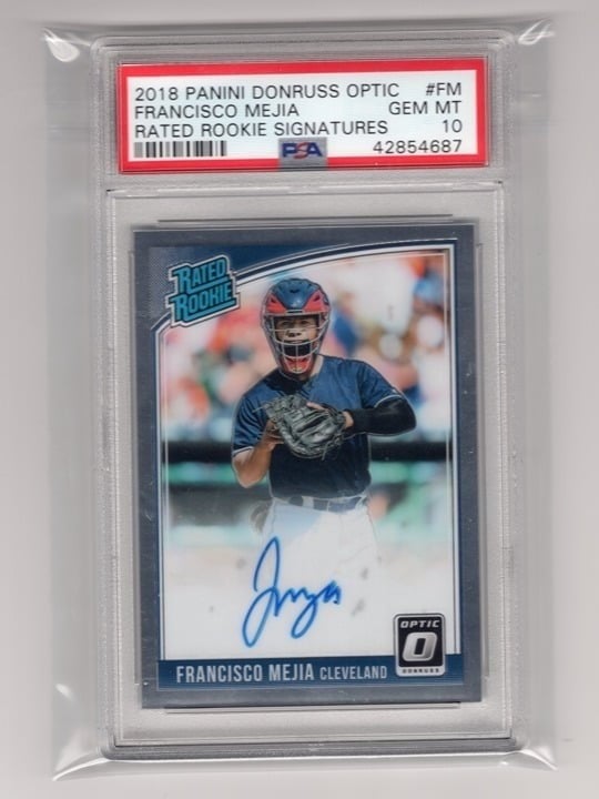 Francisco Mejia 2018 Panini Donruss Optic Rated Rookie Signatures PSA 10 #FM