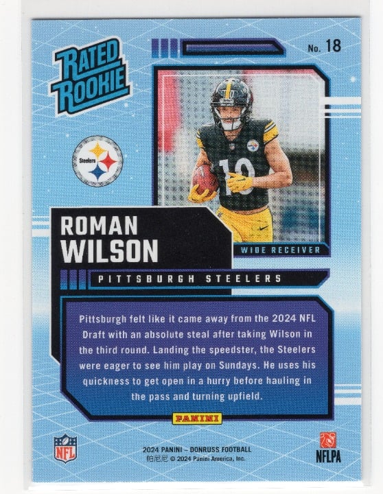 Roman Wilson 2024 Panini Donruss Football Rated Rookie Retro RC #18