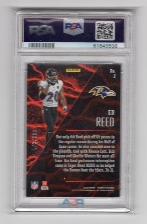 Ed Reed 2020 Panini Phoenix Fire Forged - Red PSA 10 #2 /299