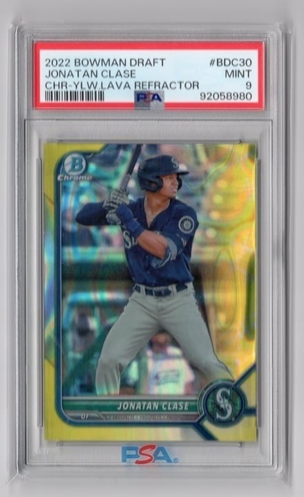 Jonatan Clase 2022 Bowman Draft CHH-YLW Lava Refractor /75 PSA 9 #BDC30