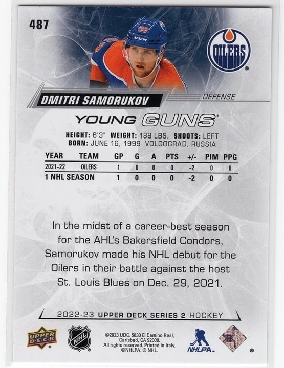 Dmitri Samorukov Young Guns 2022-23 Series 2 #487