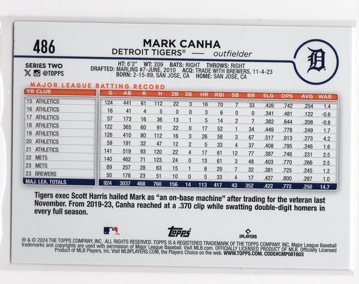 Mark Canha 2024 Topps Series Two Statue of Liberty Foil #486