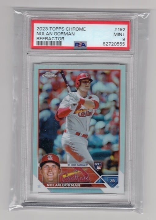 Nolan Gorman 2023 Topps Chrome Rookie Card - Refractor PSA 9 #192