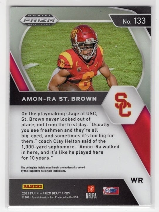 Amon-Ra St. Brown 2021 Panini Prizm Rookie Card USC #133