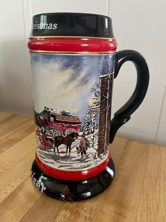 Anheuser-Busch BUDWEISER Stein (1992) Holiday Series a Perfect Christmas