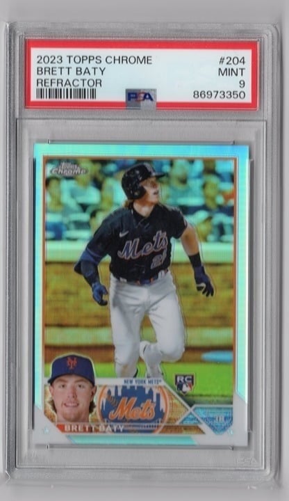 Brett Baty 2023 Topps Chrome Refractor Rookie Card PSA 9 #204