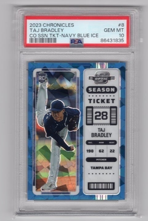 Taj Bradley 2023 Chronicles Season Ticket Navy Blue Ice Rookie Card PSA 10 #8