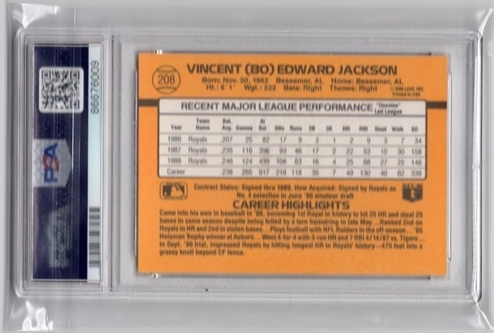 Bo Jackson 1989 Donruss PSA 9