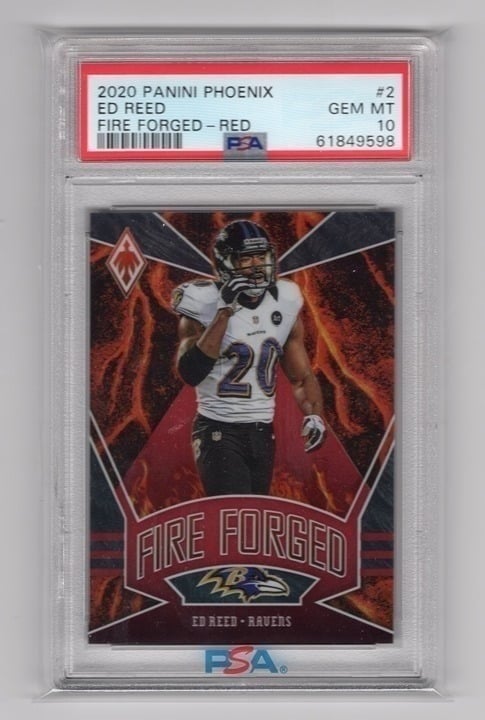 Ed Reed 2020 Panini Phoenix Fire Forged - Red PSA 10 #2 /299