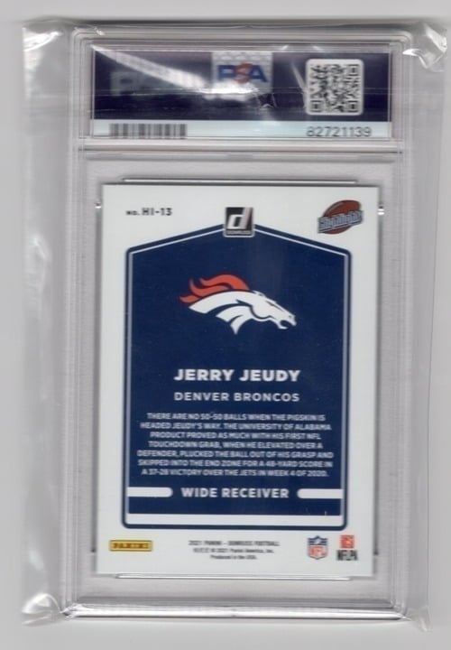 Jerry Jeudy 2021 Donruss Highlights-Holo PSA 10 #HI13