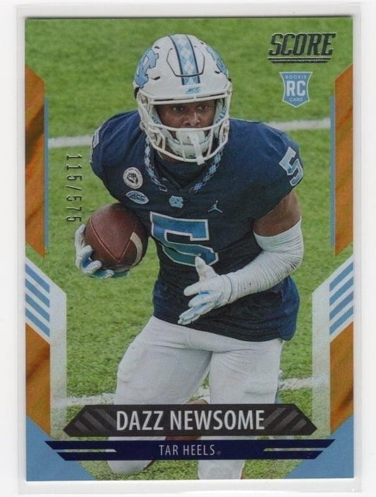 Dazz Newsome 2021 Panini Score Football Gold /575 Rookie Card #370