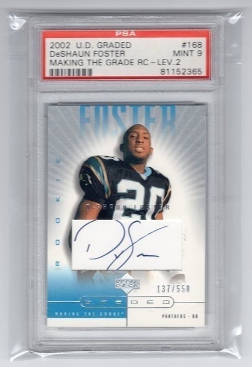 DeShaun Foster 2002 U.D Graded Making the Grade Autograph Rookie Card PSA 9 #168