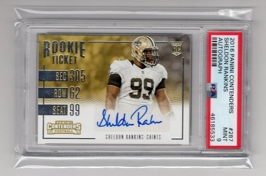 Sheldon Rankins 2016 Panini Contenders Autograph Rookie Card PSA 9 #287
