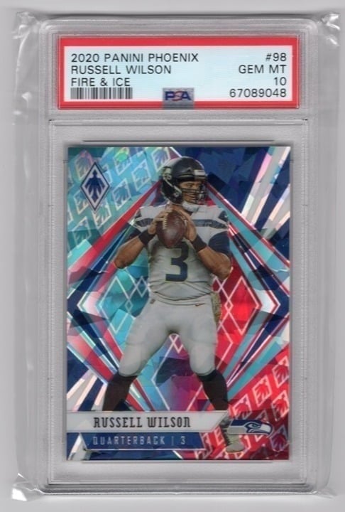 Russel Wilson 2020 Panini Phoenix Fire &amp; Ice PSA 10 #98 /50