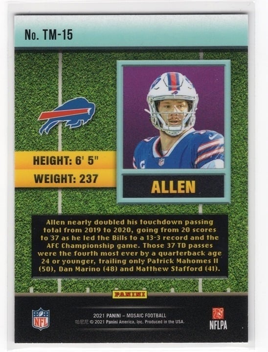 Josh Allen 2021 Panini Mosaic Touchdown Masters #TM-15