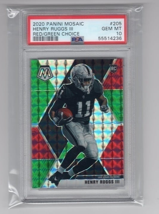 Henry Ruggs 2020 Panini Red/Green Choice Mosaic Rookie Card PSA 10 #205
